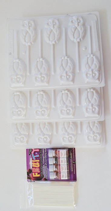 8H-3271-F 2 5/8" Owl Sucker Hard Candy Mold Fruity Loran Oil Packet/Packet of 3 molds