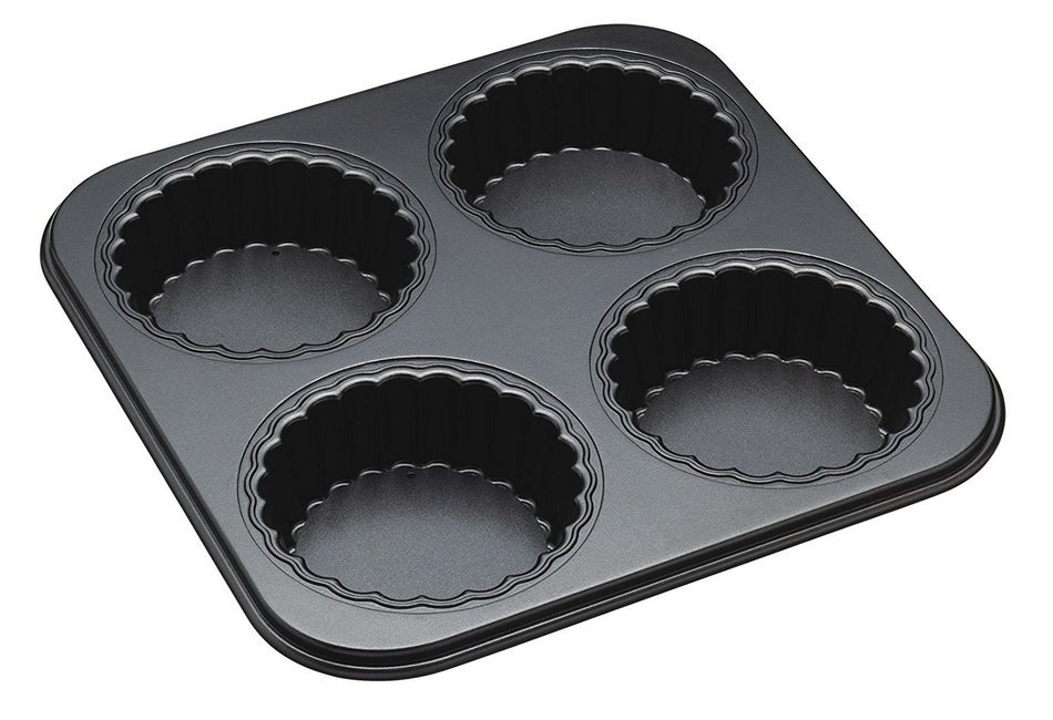Master Class Non-Stick Four Hole Fluted Tartlet Pan With Loose Bases
