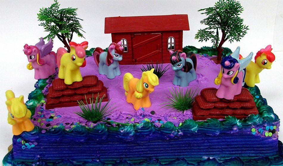 12 Piece PONY PALS Birthday Cake Topper Set Featuring Pony and Friends Characters and Decorative Themed Accessories N3