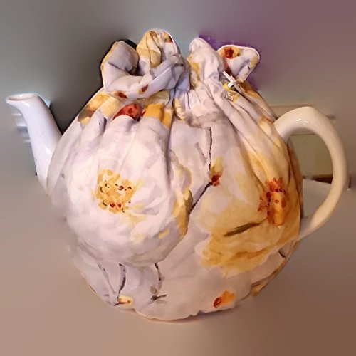 Teapot Cozy with Yellow and White Flowers on silver for 5-8 cup teapot #409 N3