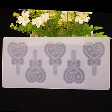 Y&XL&H Love Heart Lollipop Shape Chocolate Plugin Mold for Cake Decoration Silicone Material N3