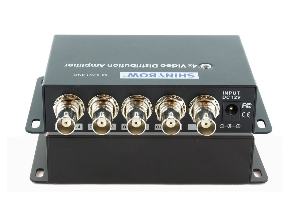 ShinybowUSA 1x4 -1:4-4 Way Composite BNC Video Distribution Amplifier Splitter N3