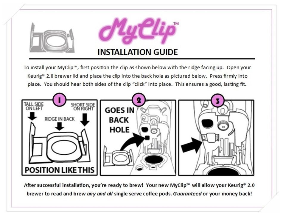 MyClip Freedom Clip Sensor, for Keurig 2.0 Brewers, Brew ANY K-CUP - Works with ALL 2.0 Brewers N4
