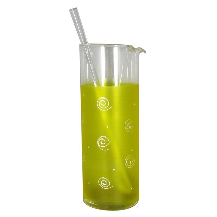 Golden Hill Studio Martini Pitcher Hand Painted in the USA by American Artists-Frosted Curl Dot Yellow Collection N2