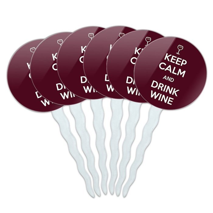Set of 6 Cupcake Picks Toppers Decoration Keep Calm and A-H - Fish On Bass Fishing - Keep Calm and N23