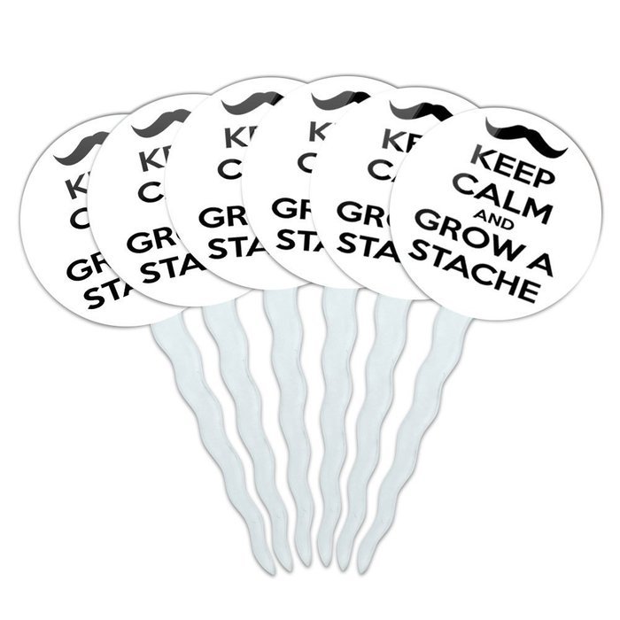 Set of 6 Cupcake Picks Toppers Decoration Keep Calm and A-H - Fish On Bass Fishing - Keep Calm and N24