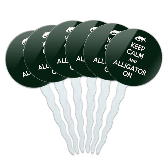 Set of 6 Cupcake Picks Toppers Decoration Keep Calm and A-H - Fish On Bass Fishing - Keep Calm and N26