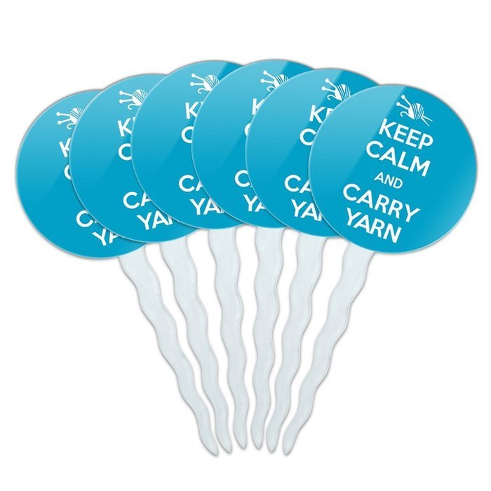 Set of 6 Cupcake Picks Toppers Decoration Keep Calm and A-H - Fish On Bass Fishing - Keep Calm and N27