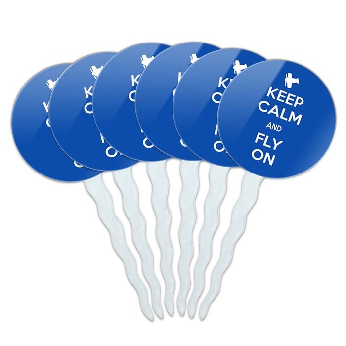 Set of 6 Cupcake Picks Toppers Decoration Keep Calm and A-H - Fish On Bass Fishing - Keep Calm and N28
