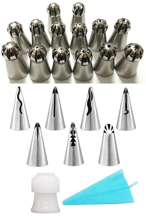 Cake Tips 23pcs/set, KOOTIPS 14 Pcs Sphere Ball Tips and 7pcs Bobbi Skirt Icing Tips Icing Piping Nozzles Tips... N2