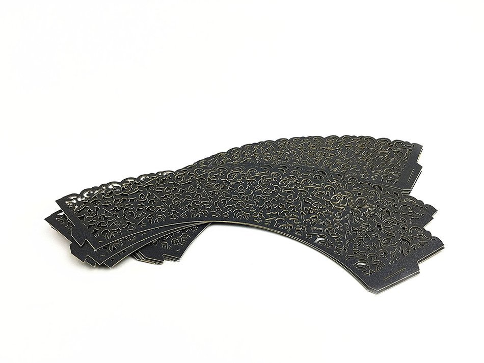Yansanido 24 set ivory Filigree Artistic Bake Little Vine Lace Laser Cut Cupcake Wrapper Cup Muffin Case Trays... N17