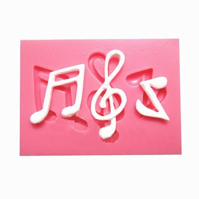 Karen Baking Music Notes Shape 3D Silicone Fondant Cake Mould Pink N3