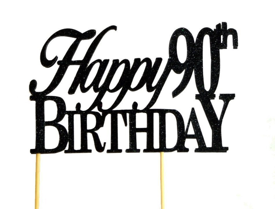 All About Details Black Happy-90th-birthday Cake Topper