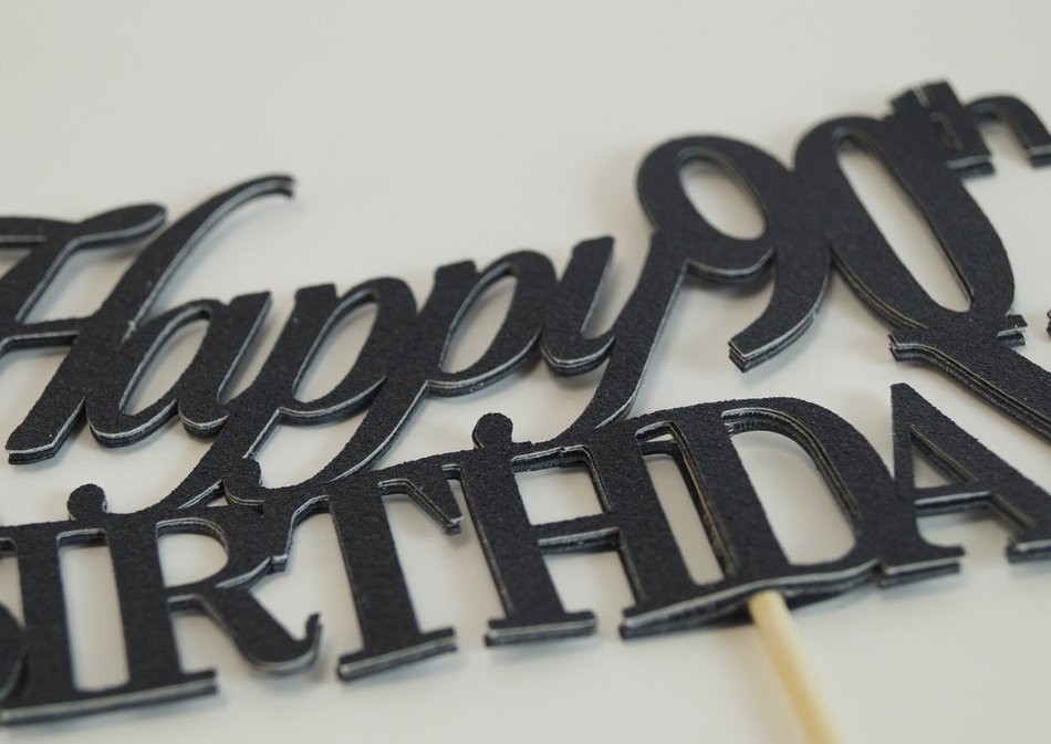 All About Details Black Happy-90th-birthday Cake Topper N3