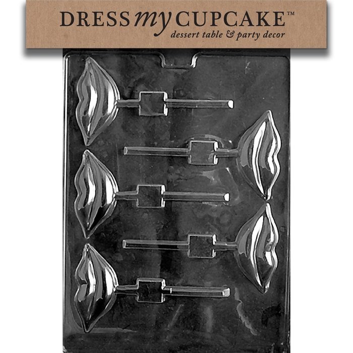Dress My Cupcake Chocolate Candy Mold, Lips Lollipop, Valentine's Day