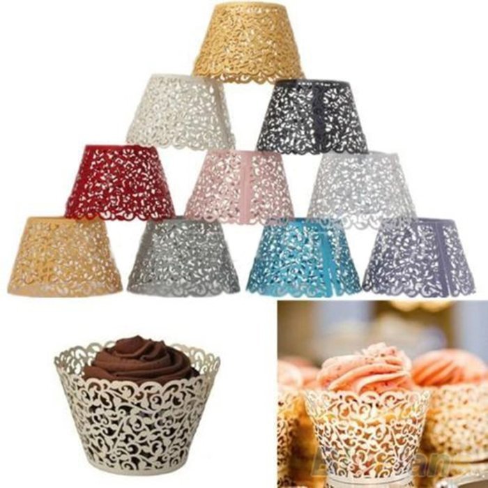 Leegoal 12pcs Muffin Case Cupcake Papper Cup Liner Birthday Wedding Cake Wrapper (Gold) N3
