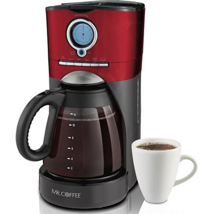 Mr. Coffee 12-Cup Programmable Coffee Maker, BVMC-VMX36WM, Red N2