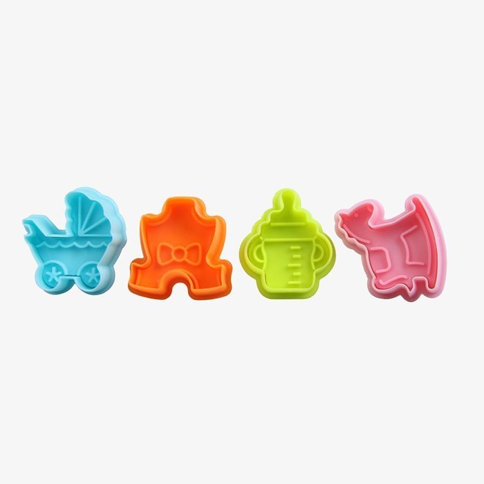 Chinatera 4x3D Baby Toys Fondant Cake Mold Biscuit Sugarcraft Cookie Plunger Cutters Tools N2
