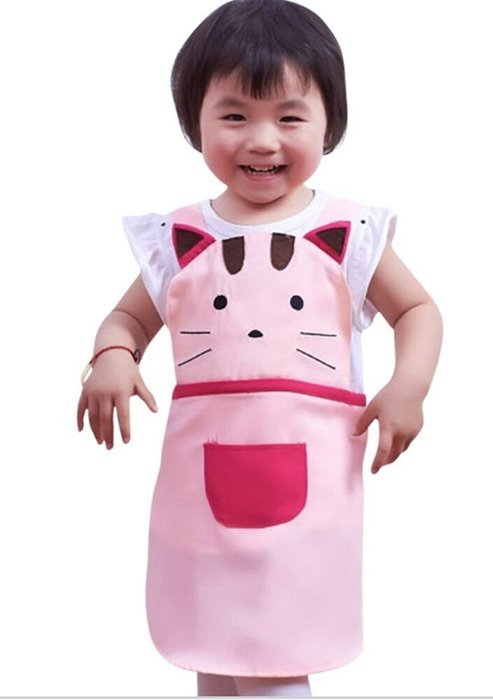 CRB Girls Boys Kids Toddler Elephant Cat Bunny Chef Baking Apron (Pink Cat) N9