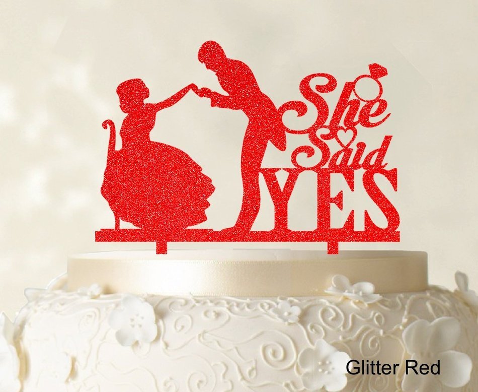 She Said Yes Wedding Cake Topper Custom Name Cake Topper Color Option Available 6"-7" Inches Wide N13