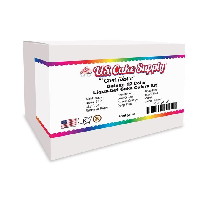 12 Color-US Cake Supply&reg; by Chefmaster Liqua-Gel Paste Cake Color Set - The 12 Most Popular Colors in 0.75 fl.... N4