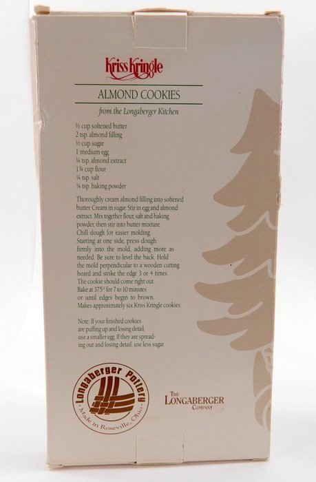 Longaberger Pottery Cookie Mold: 1991 Kriss Kringle