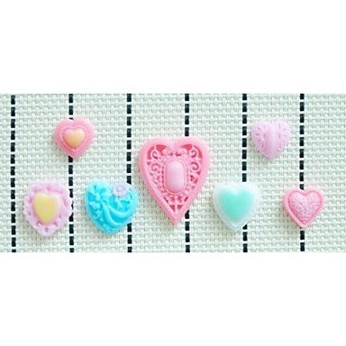 Y&XL&H Heart Shaped Fondant Cake Chocolate Resin Clay Candy Silicone Mold Mat,L7.3cmW7.3cmH0.9cm N3