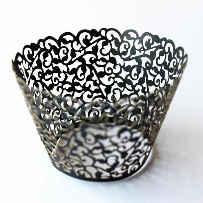 Sorive &reg; Pack of 120 Black Cupcake Wrappers Filigree Artistic Bake Cake Paper Cups Little Vine Lace Laser Cut... N5