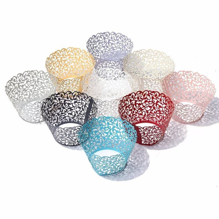 Sorive &reg; Pack of 120 Black Cupcake Wrappers Filigree Artistic Bake Cake Paper Cups Little Vine Lace Laser Cut... N7