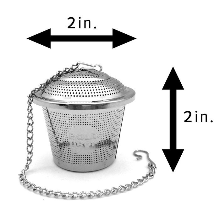 BoldDrop Extra Fine Loose Leaf Tea Infuser / Stainless Steel Filter with Extended 7" Chain (1 pack) N6
