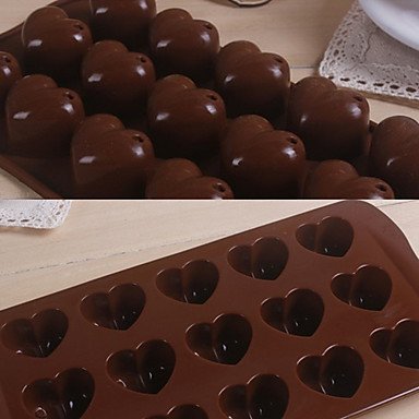 Sher 15 Grids Love Heart Pattern Silicone Cake Mould N2