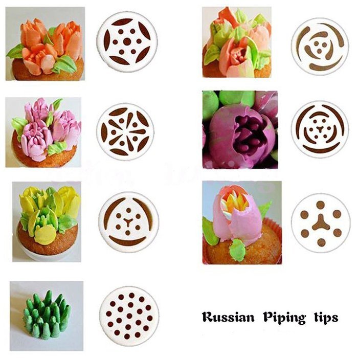 TANGCHU Russian Piping Tips 7PCS/SET Stainless Steel Large Size Icing Syringe Set DIY Nozzle N3