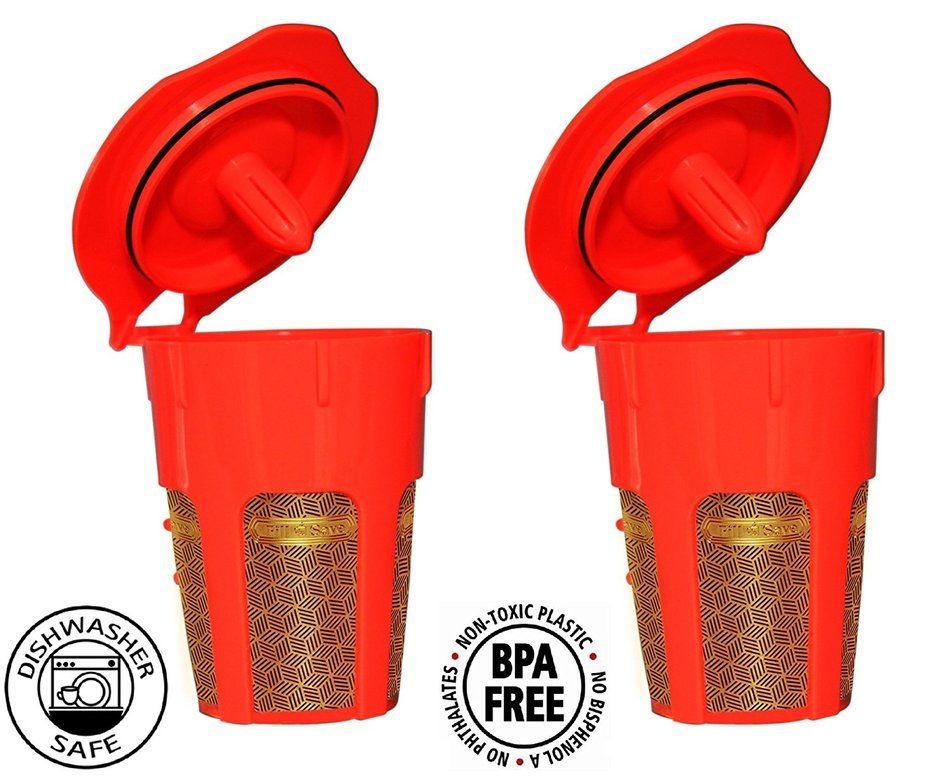Fill N Save GOLD SERIES 24K Gold Reusable Carafe K-Cups [2 Pack]. Reusable coffee filter for the Keurig 2.0, K200... N4