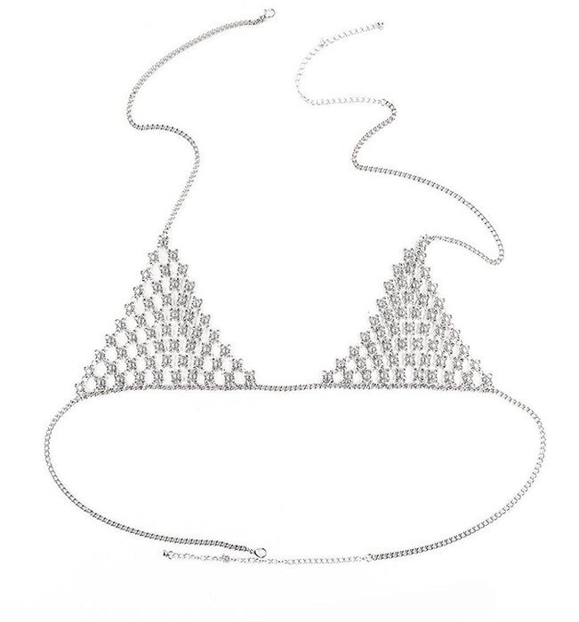 Underwear, PHOTNO Retro Fashion Silver Bra Body Pendant Necklace Chain Bikini Chain N6