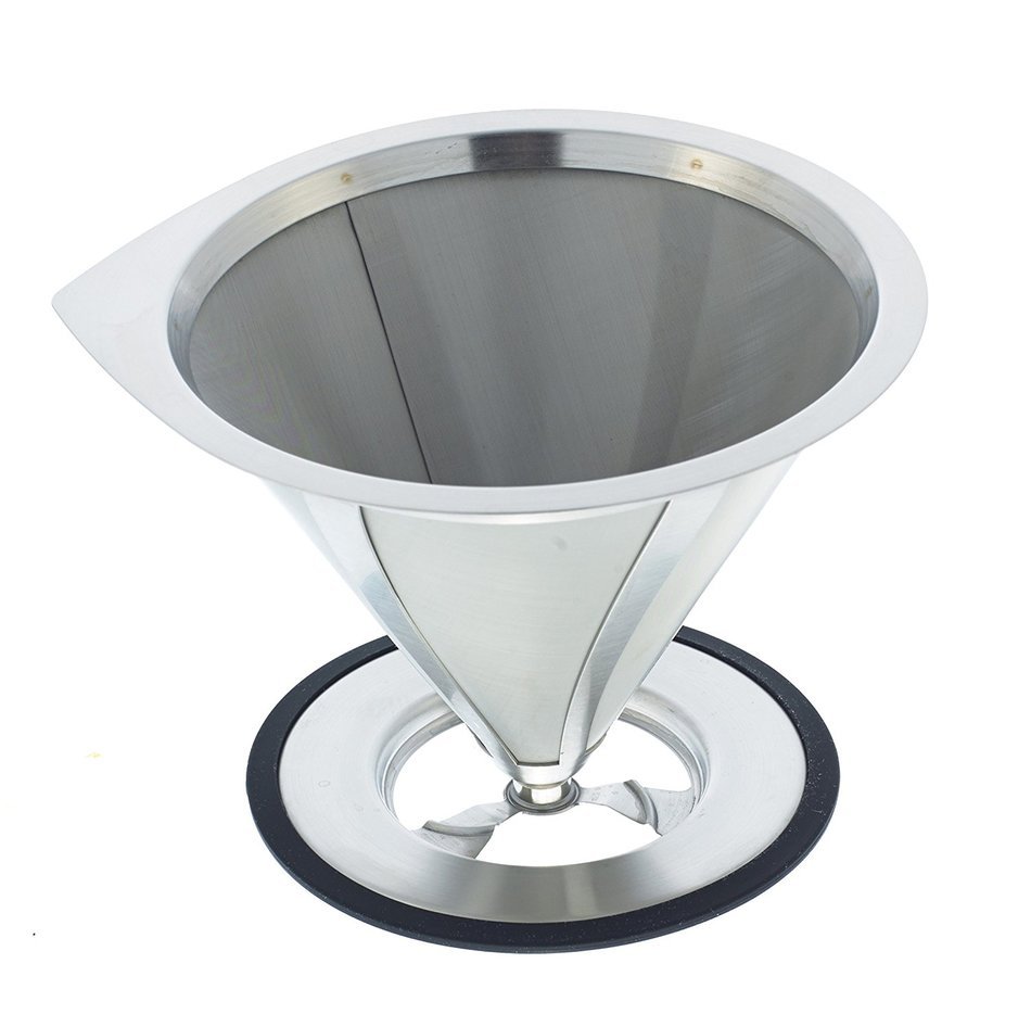 GROSCHE Ultra Mesh Pour-Over Coffee Dripper with Round Base, 18/8 Stainless Steel Construction N3