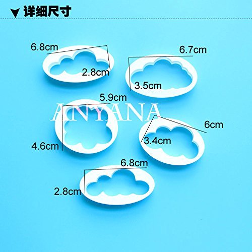 Anyana 5pcs Fluffy cloud Sugarcraft Cake Cupcake Decorating Fondant Icing Cutters Tools N3
