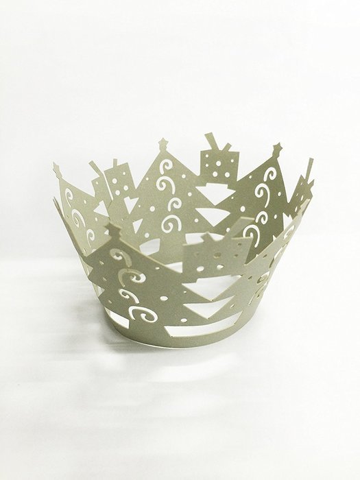 HUAL Cupcake Wrappers 50 Filigree Artistic Bake Cake Paper Cups Christmas tree Lace Laser Cut Liner Baking Cup... N8