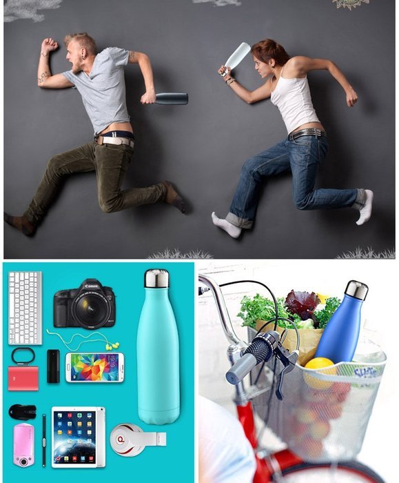 Super Modern Vacuum Insulated 17oz Wave Bottle - Double Walled Stainless Steel Water Thermos - Cola Style Hydro... N5