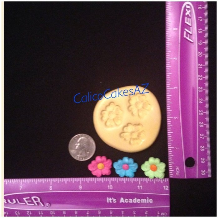 Set of 3 WoNkY Flower Fondant Mold Chocolate Candy Gumpaste Isomalt Soap Resin Clay