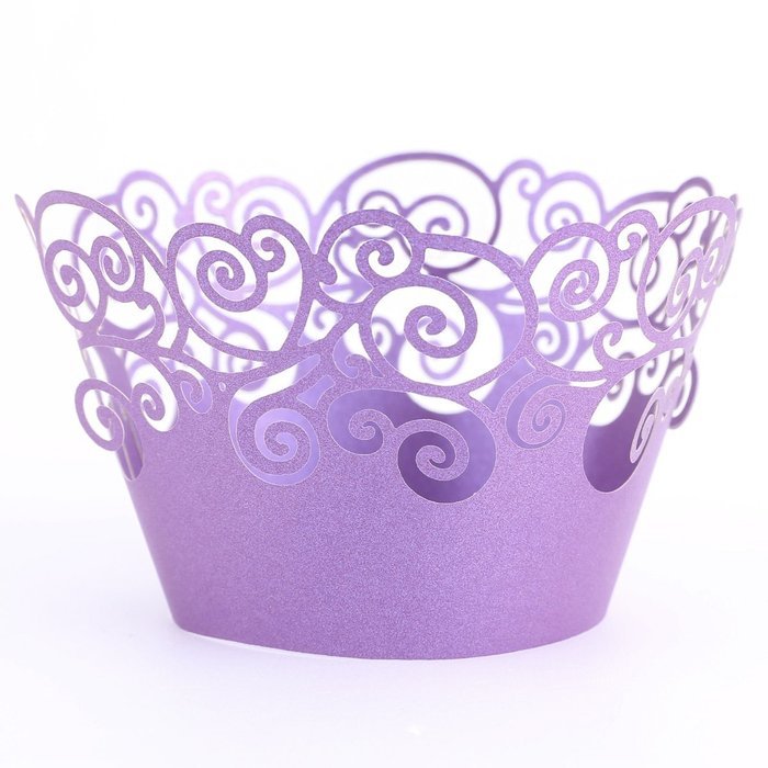 Purple Vine Filigree Cupcake Wrappers Wrap Cases Wedding Birthday Party N3
