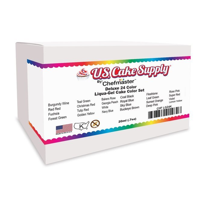 12 Color-US Cake Supply&reg; by Chefmaster Liqua-Gel Paste Cake Color Set - The 12 Most Popular Colors in 0.75 fl.... N11