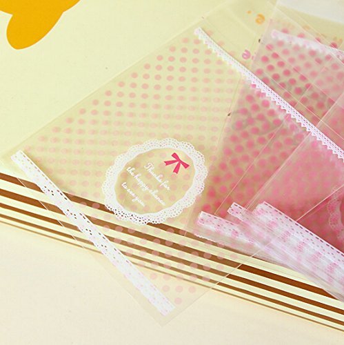 ONOR-Tech 100 PCS Lovely Cute Bowknot OPP Self Adhesive Cookie Bakery Candy Biscuit Roasting Treat Gift DIY Plastic... N29