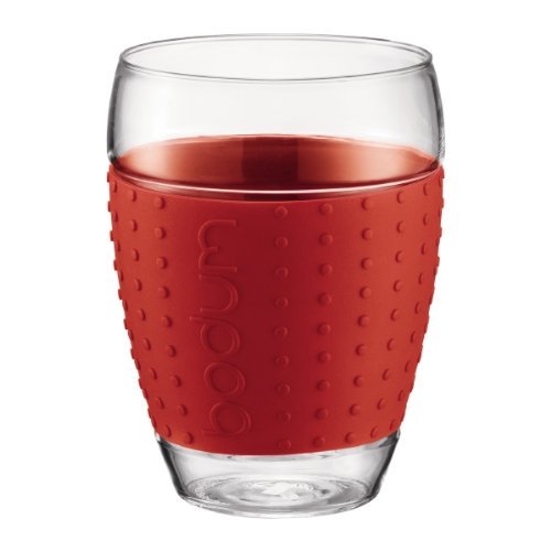 Bodum 15-Ounce Pavina Glasses with Silicone Grip, Green, Set of 2