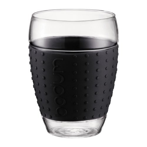 Bodum 15-Ounce Pavina Glasses with Silicone Grip, Green, Set of 2 N2