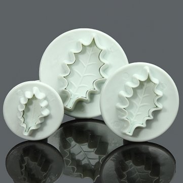 3 Holy Leaf Fondant Cake Bread Decorating Sugarcraft Mold Cookie Plunger Cutters Mould DIY Tools N5