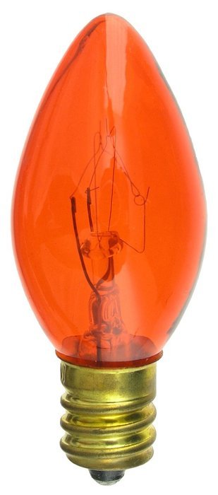 7 Watt C7 Transparent Outdoor Patio Party Christmas Novelty Replacement Bulbs, 25 Pack (Red) N14