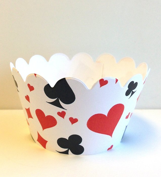 Vegas Casino Playing Cards Suit Cupcake Wrappers 24ct N3