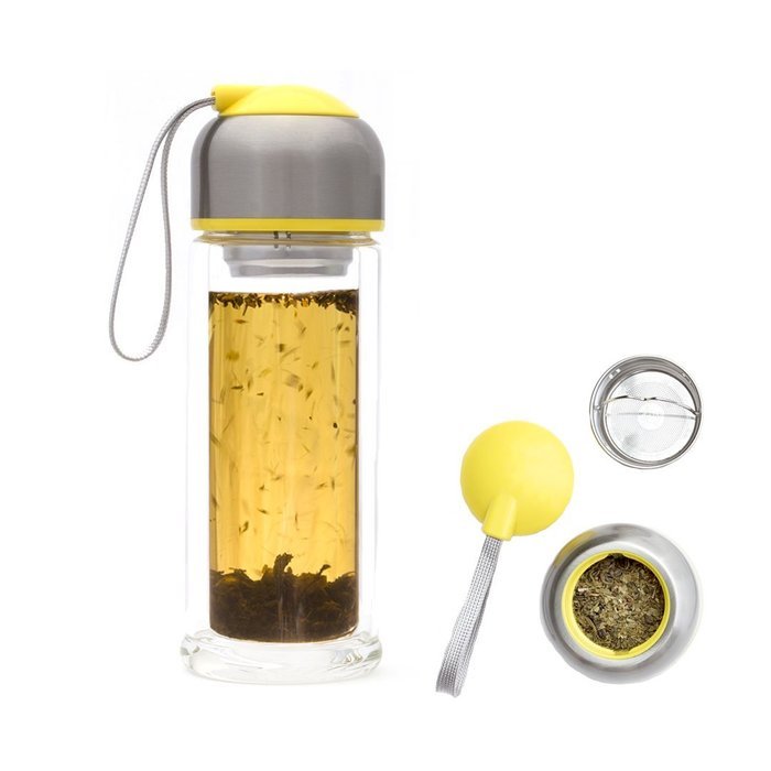 Tea Infuser Travel Mug and Pumeli Mint Green Tea Set N3