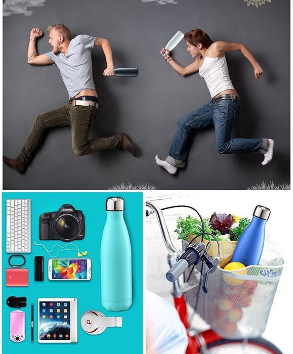 Super Modern Vacuum Insulated 17oz Wave Bottle - Double Walled Stainless Steel Water Thermos - Cola Style Hydro... N15