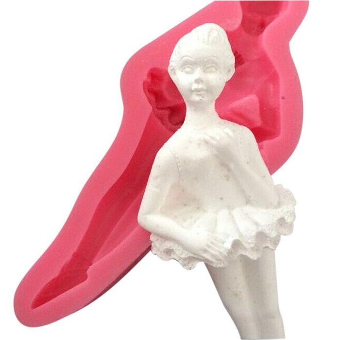 FLY Ballet Girl Shape Silicone Fondant Cake Mold For Cake Decorating Baking Mould,Pink N3
